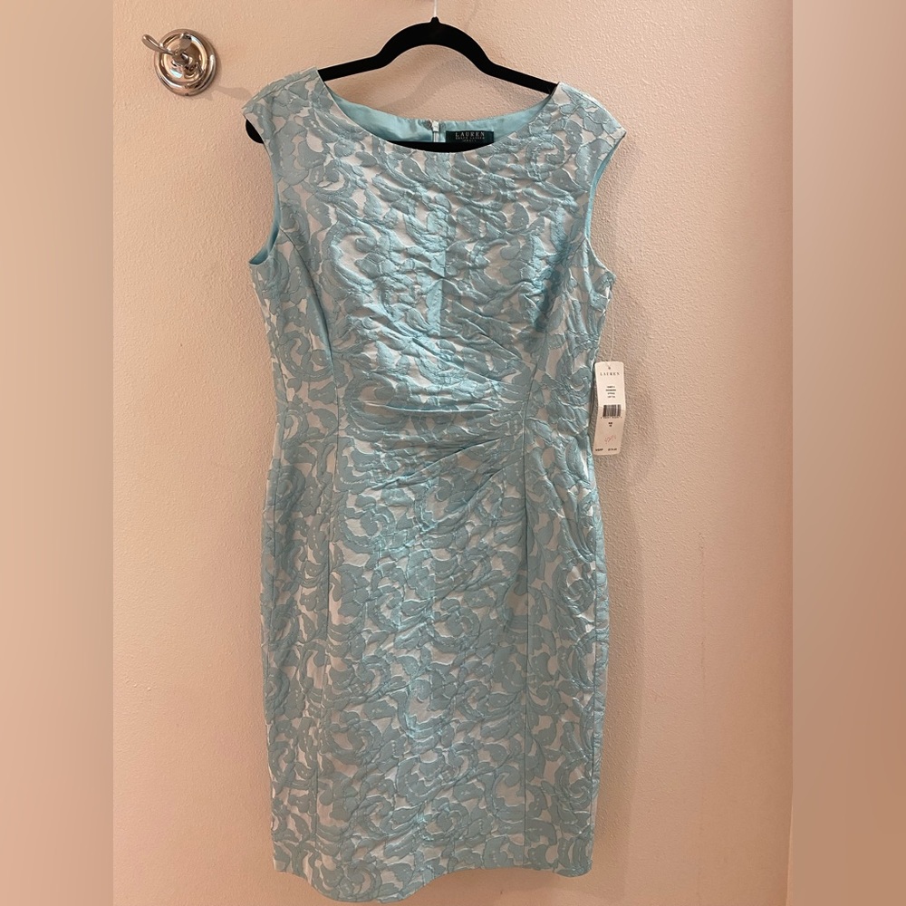 Light Blue Lauren Ralph Lauren sheath dress. Size 12. NWT. Fully lined! - Picture 1 of 7